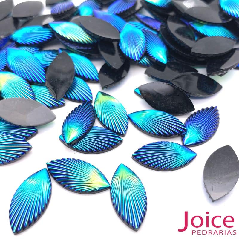 Navete Concha 9mm X18mm preto ab