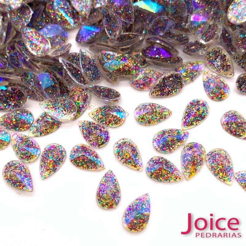 Chaton Rivoli Gota 5mm X 8mm preto gliter