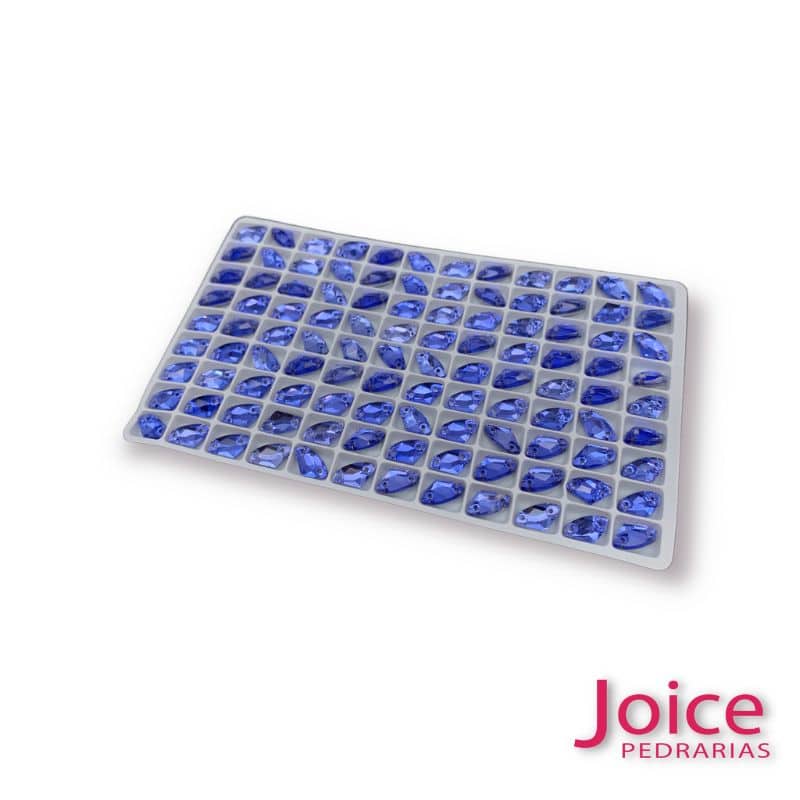 Imitação Swarovski formato irregular Base Reta Com furo 14mm X 17mm azul água