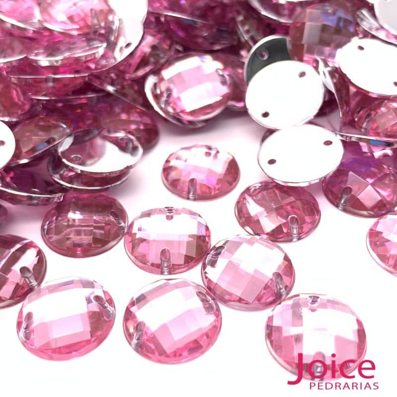 Redondo Acrilico com Furo para Costura 12mm rosa bb